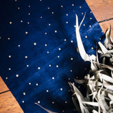 blue-velvet-with-gold-glitter-dots-table-runner-3m|91441|Luck and Luck| 1